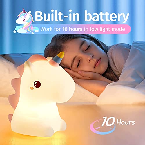 One Fire Luce Notturna Bambini, Unicorno Bambina Regalo Battesimo,16 Multicolori Silicone Lampada Notturna per Bambini, USB Ricaricabile LED Luci Notturne per Bambini Cameretta Bambina Regalo Neonato - Image 6