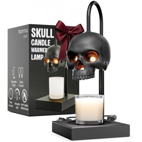 Skull Candle Warmer Lamp with Timer and Dimmer *Candles NOT Included Black Gothic Candle Lamp Warmer w/Adjustable Height 2 Light Bulbs Skull Decor Goth Gothic Decor Spooky Home & Witchy Gifts
