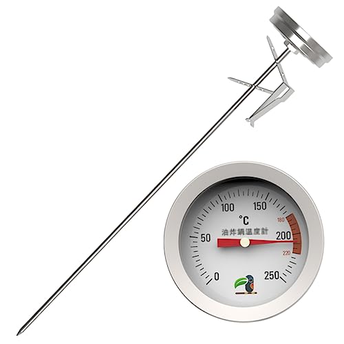 FUNOMOCYA Stainless Steel Candy Thermometer Probe Accurate Syrup Temperature Detector Tool for Jams and Deep Frying Food-Grade Material Clip for Easy Use