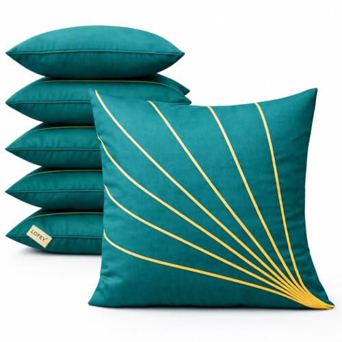 Image of LOFEY Dupion Silk Cushion Cover, 16 x 16 Inch (40 x 40 cm), Decorative Sofa Pillow Cover, Zipper Closure (2, Teal)