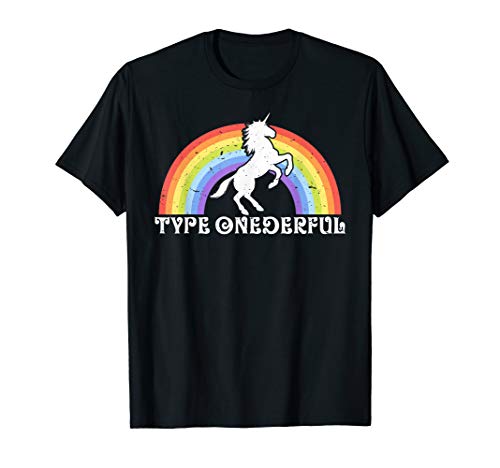 Type Onederful Type 1 Diabetes Unicorn Rainbow Awareness T-Shirt