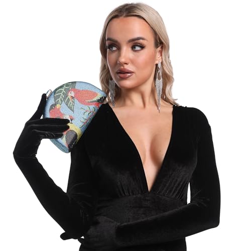 Image of Boutique De FGG Mini Parrot Evening Bags,Women Cocktail Crystal Clutch Bag,Prom Party Bird Handbags Rhinestone Clutch Purse