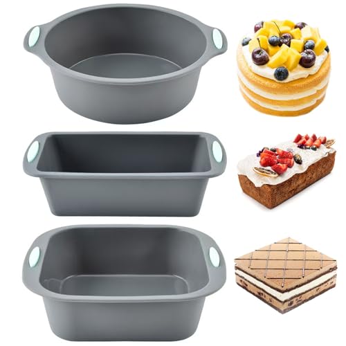 Mlying 3 Stück Silikon-Backform Set Silikonbackform Kastenform Backform, Kuchenform Hitzebeständig Backform für Kuchen, Brot, Quiche (Mini-3PCS)