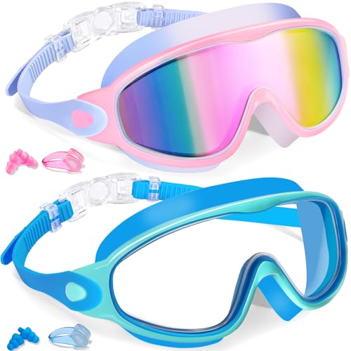 Image of Keary 2 Pack Kids Swim Goggles for 3-15 UV Protection Anti-Fog Pool Water Swimming Goggles for Boys Girls Youth Toddler