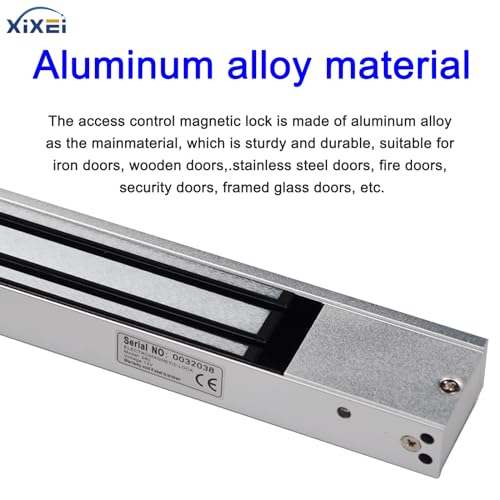 XIXEI Electric Magnetic Lock for Door 12VDC Holding Force 600lbs with ZL Brackets, Gate Opener Outdoor Indoor Maglock Solenoid Lock for Access Control