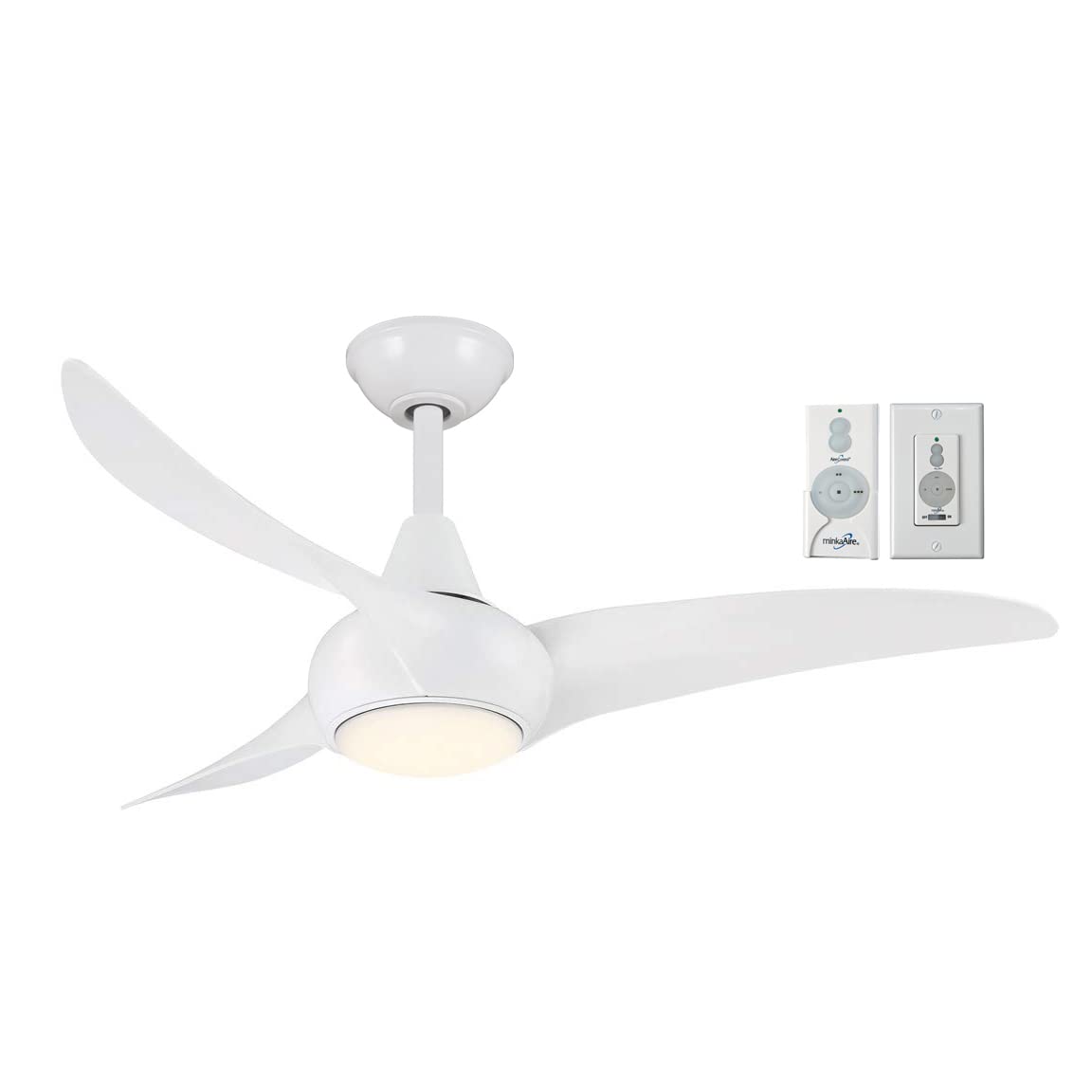 MINKA-AIRE F845-WH Light Wave 44" Ceiling Fan, White Finish with Remote and Additional Wall Control