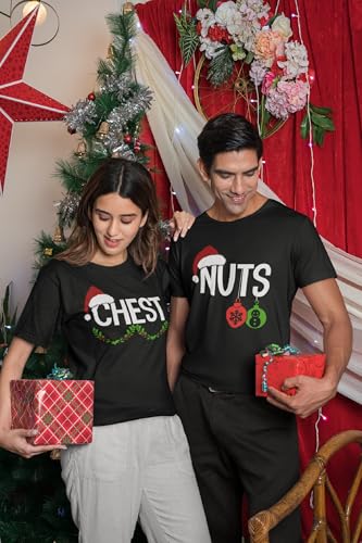 CHEST NUTS Shirt, Couples Christmas Shirt, Christmas Gift for Boyfriend & Girlfriend, Xmas Holiday Gift, Husband and Wife Shirts, Funny Couples Shirt (BLACK/NUTS, 2XL)3