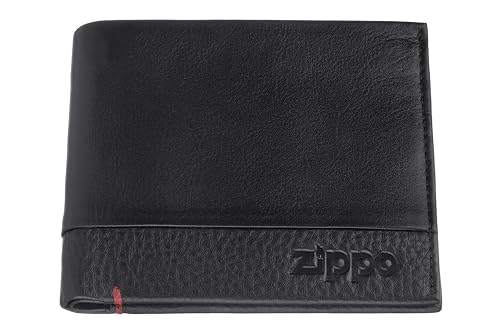 Zippo Portefeuille en Cuir Noir avec Porte-monnaie et Compartiments Cartes