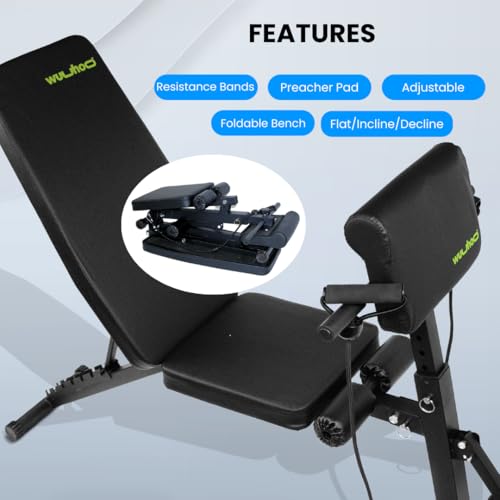 wuuhoo® Hantelbank Apex – Verstellbare Trainingsbank mit Resistenzbänder, Bizeps-Polster und ergonomischer Polsterung für vielseitiges Heimtraining – Bild 5