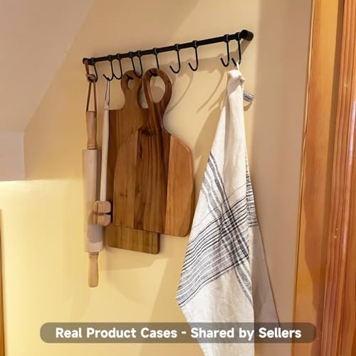 Okepoo 304 Stainless Steel Kitchen Utensil Hanger - 30 Inch Wall Mount With 15 Noiseless Sliding Hooks, Pots And Pans Hanging Rack thumb #5