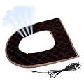 Heated Toilet Seat Cover - Electric Plug in Heating Pad 5 Temperature Level Adjustable Design, Warm Soft Cushion Covers, Comfortable Washable Bathroom Warmer with Timer Function for Cold Weather