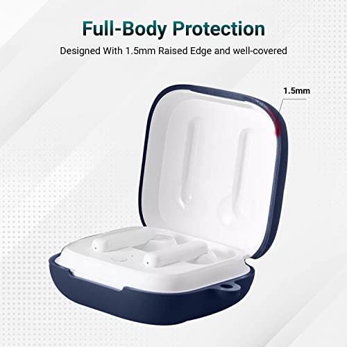 Image of KACA Protective Shockproof Silicone Cover Case with Buckle Compatible with Oppo Enco W51 (Midnight Blue)