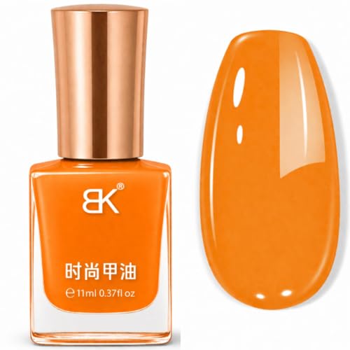 Orange Nail Polish Quick Drying Nail Varnish Bright Glossy Orange Nail Lacquer - Smooth Easy Application Breathable Formula for Summer Holiday DIY Manicure Women