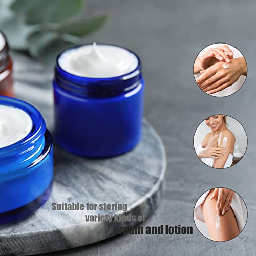 Lil Ray 1 oz Round Cobalt Blue Glass Jar with Inner Liners and Gold Lid (12pcs)3