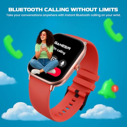 Image of GameSir H9 Smartwatch - Big Display | Bluetooth Calling | Heart Rate & SpO2 Monitor | 100+ Sports Modes | Long Battery | IP68 Waterproof | TFT Display | Design for Men & Women (Red)