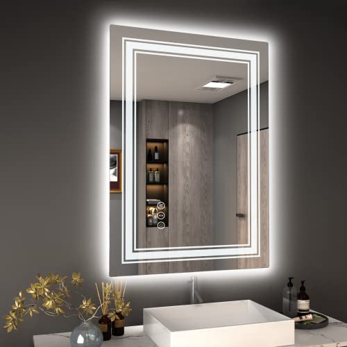 Golomo 20X28 Led Bathroom Mirror, Vanity Mirror With Lights, Backlit And Front Lit Mirror For Wall, Dimmable, Anti-Fog, Shatterpoof, Memory (Horizontal/Vertical) #TOP6