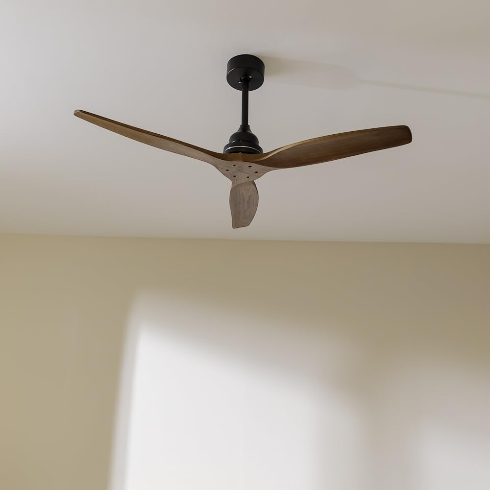 Cecotec Wentylator sufitowy EnergySilence Aero 580. Moc 65 W z mocnym silnikiem, 52” (132 cm), 3 łopatki, timer, 3 prędkości do wyboru, funkcja lato/zima, czarny/orzech