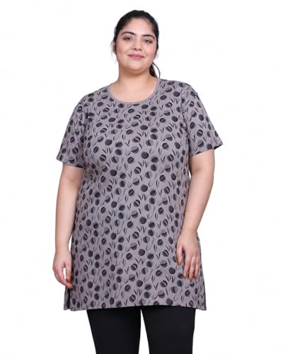 Image of In Love Women's All-Over Printed Cotton Plus Size Longline T-Shirt with Pockets