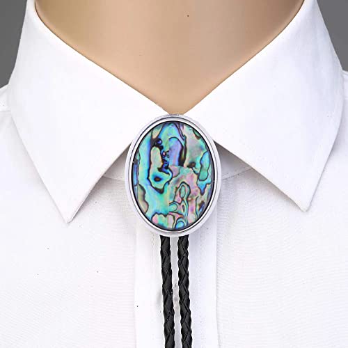Huabola Calyn Bolo Tie For Men Western Cowboy Leather Necktie Handmade Natural Stone Minimalist Style Bolo Ties (2# Abalone) #TOP3
