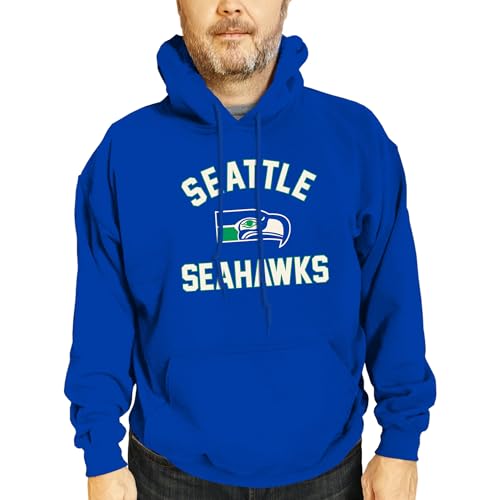 Team Fan Apparel NFL Adult Unisex Retro Gameday Ultra Soft Fleece Hooded Sweatshirt, Officially Licensed Football Hoodie (Seattle Seahawks - Royal, X-Large)