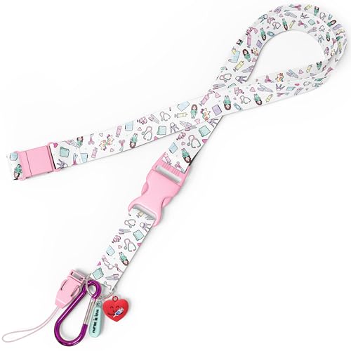 Nurse is Love Lanyard enfermeira personalizada - pendurar chaves e tesouras com clipe sutiã de acesso e mosquetão ideal para porta-cartões identificativos, presentes originais, acessórios de