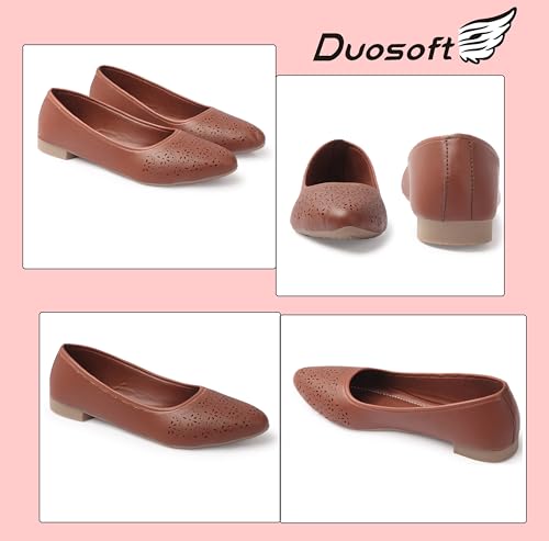 Image of Duosoft Orthopaedic Ballet Flats, Diabetic Comfort Shoes, Beige Perforated Design,Casual Wear Bellies for Women 206-Tan