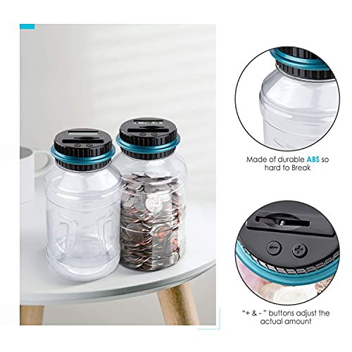 Large Piggy Bank For Boys Adults, Vcertcpl Digital Coin Counting Bank With Lcd Counter, 1.8L Capacity Coin Bank Money Jar For Adults, Designed For All Us Coins (Blue) #TOP6