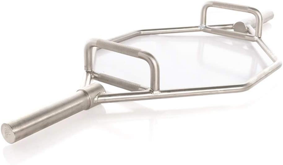 Power Systems Olympic Hex Bar with Two-Handle Options for Squats, Deadlifts, Shrugs and Power Pulls, 56.25 Inch Bar with 9-Inch Sleeve, Silver (61858)