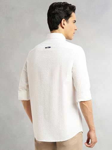 Image of Thomas Scott Men's | Slim Fit | Striped Design | Button-Down Collar | 100% Cotton Casual Shirt for Mens