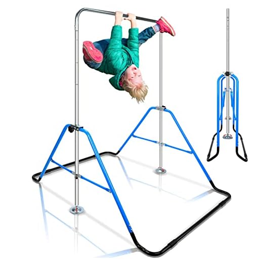 SereneLifeHome Kids Gymnastics Bar Adjustable Height Foldable Expandable Horizontal Gymnastic Training Equipment for Home, Indoor Toddlers Gym Set Monkey Bar Fun