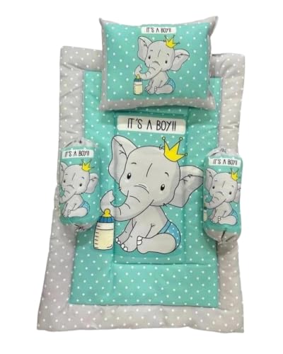 Image of Kids Gadda Set 4 Piece | Soft Baby Bedding Set with Mattress, Pillow & Blanket | Fancy Kids Sleeping Mat Set | Comfortable Bedding Set for Boys & Girls (Its boy)