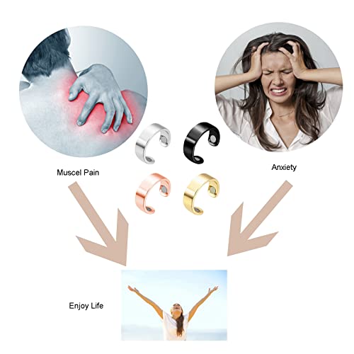 4 Pcs Lymphatic Drainage Therapeutic Ring For Women Men Blood Sugar Control Rings Set Lymphatic Detox Rings Adjustable Glucose Control Rings(4 Colors) #TOP4