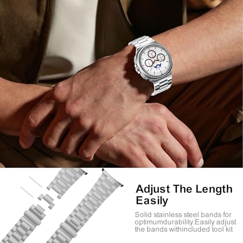Image of SPGUARD Metal Band for Samsung Galaxy Watch 9 /8 40mm /44mm /8 Classic 46mm | Stainless Steel, No Gap Design, Business & Casual Style, for Wrist 6.3 inch-9.25 inch,Strap for Men Women, Not for Other Models