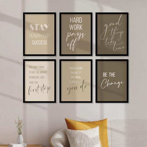 Image of kotart - Quotes Frames for Wall Decor - Motivational Photo Frame for Wall Decoration - Quotes Wall Poster with Frame for Room and Office - Set of 6 (13x17, E)