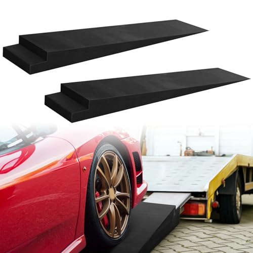 Leinuosen 2 Pcs 4 H Trailer Ramp 5.5 Degree Approach Angle Low Profile Car Ramps for Trailers Racing Cars Sports Cars(46 L x 14 W x 4 H)