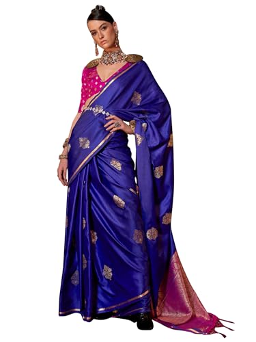 Image of AKHILAM Women's Satin Silk Bagh Printed Saree With Unstitched Blouse(KNTKLX391001 RJ Parent)