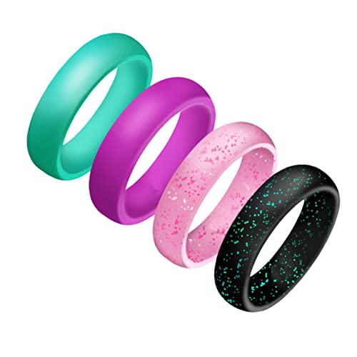 Anillos de silicona con brillo para dedo, 4 pcs, colores surtidos miniatura 1