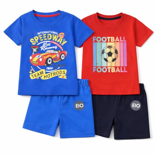 Image of EIO Boys Cotton Printed Dress Clothing Set Combo with Tshirts & Shorts-Pack 3
