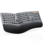 ProtoArc Backlit Wireless Ergonomic Keyboard, EK01 Plus Full Size Ergo Split Keyboard with Wrist Rest, USB-C Charging, Bluetooth and USB, Natural Typing Compatible with Windows/Mac/Android