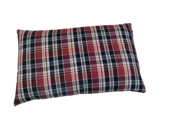 Image of Pillow Cotton Fabric Medium Hard Cotton Bed Pillow for Real Perfect Neck Support (16 inch x 26 inch) Checkered Multicolour | Perfect for a restful Night's Sleep | Relaxation 2 Pcs