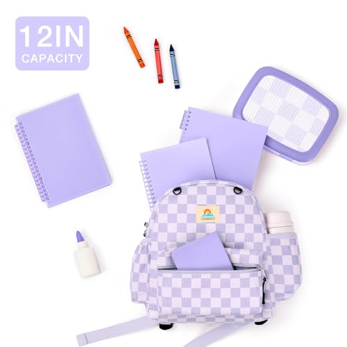 Image of STEAMEDBUN Corduroy Toddler Backpack for Girls 2-4: Kids backpack for Boys Girls - 12 inch Preschool Kindergarten Backpacks - Checkerboard