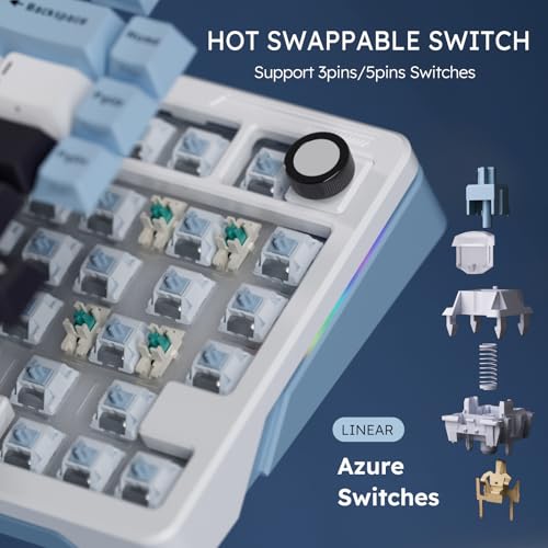 Image of iLovBee B75 Wireless Mechanical Keyboard, Creamy 75% Percent RGB Gaming Keyboard with Knob, Bluetooth /2.4GHz /USB Wired Hot Swappable Keyboards, Gasket Mounted PBT Keycaps, Pre-Lubed Linear Switches