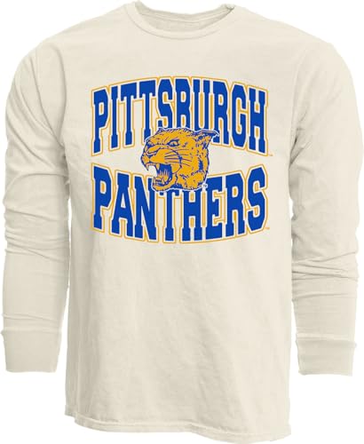 Pittsburgh Panthers NCAA Officially Licensed Long Sleeve T-Shirt Ringspun Vintage Vault Ivory, X-Large