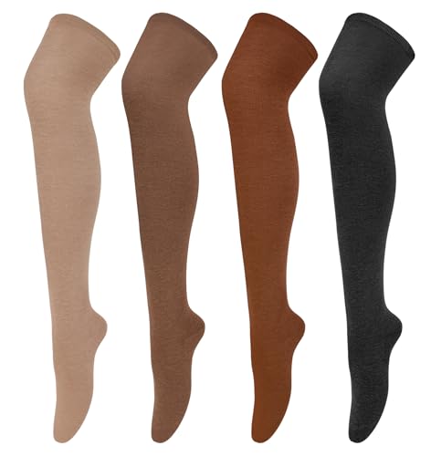 Image of Womens Thigh High Socks, Thigh Socks Stockings for Women | Soft Mild Blended, Slim Light Fabric, Elastic Cuff, Long Tube, Hug Leg Curves, Four Season Outfits, Casual Daily Footwear