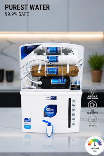 Image of Aqua Grand+ Aqua Water Purifier for Home RO+UV+UF+TDS | Copper + Mineral Guard + Alkaline | For Borewell & Hard Water | 12L| ISI Approve |10 Stage | White Gold | Saves 60% water