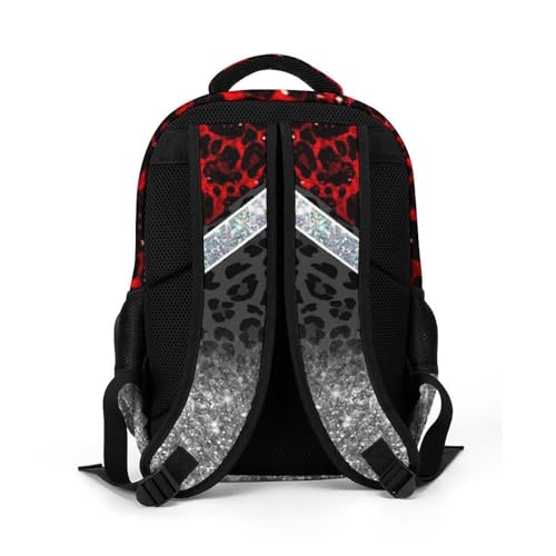 Cheer Backpacks Cheerleading Bags 16.5 in for Cheerleader Team Coach Gifts (Red Leopard)4