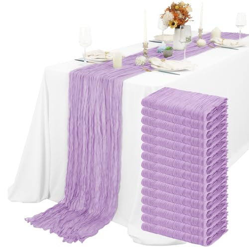 Chemin de table en étamine lilas de 3m pour décoration de mariage rustique - 2