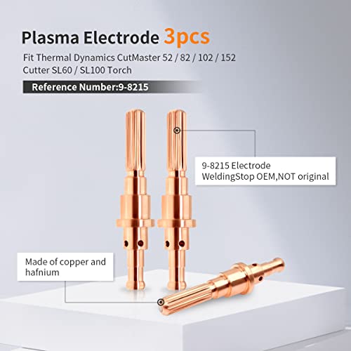 Image of 5-0075 Electrode 9-8215 Tip 9-8237 9-8281 Fit Thermal Dynamics SL60 Torch | fit Thermal Dynamics Cutmaster 52 or 82 Cutter Consumables 40-60A Nozzle 19PK