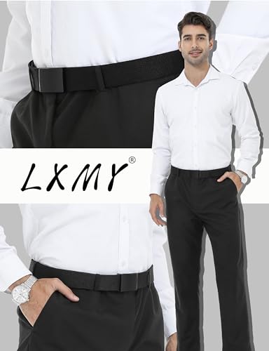 LXMY Mens Belt,Work Belts for Men,Mens Holeless Adjustable Canvas Web Cloth Fabric Belts,Black Casual Dress Business Belt - Image 6