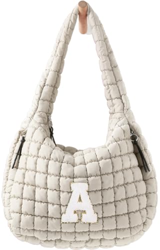 Image of Puffer Tote Bag for Women initial Tote Bag Quilted Large Carryall Bag Puffy Cross-body Bag Hobo Handbags